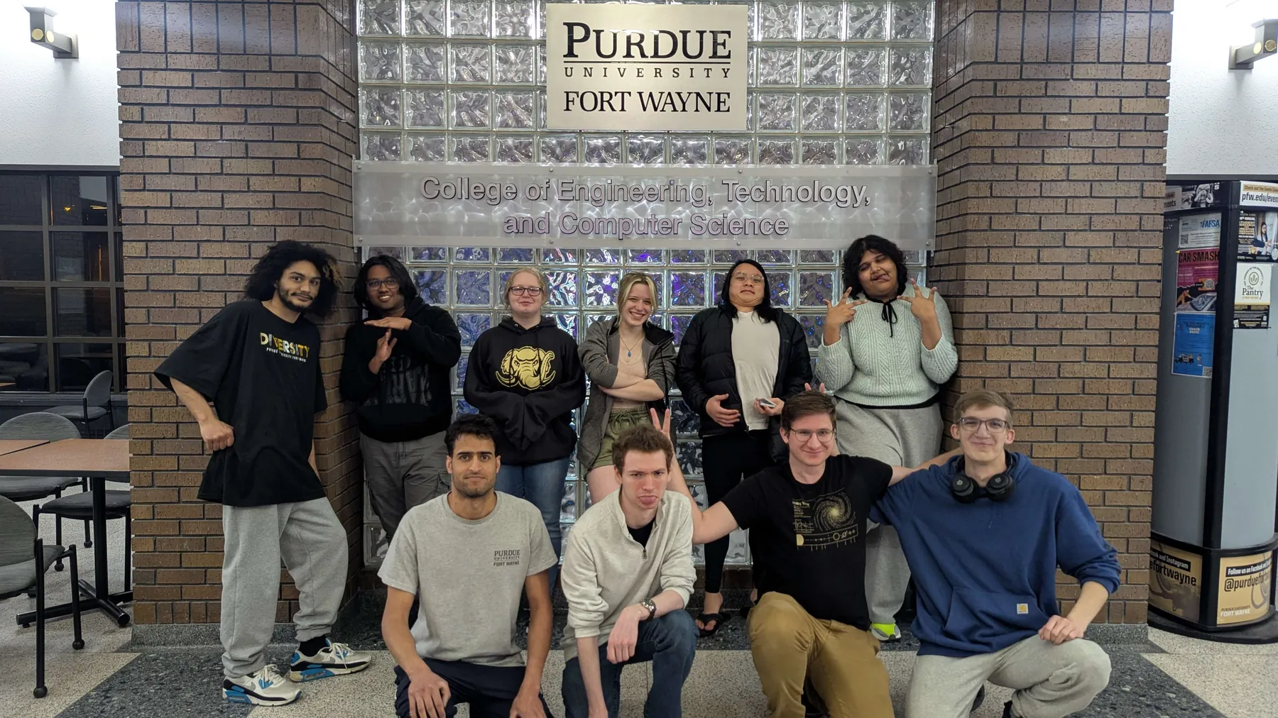 PFW students gathered after a cybersecurity competition